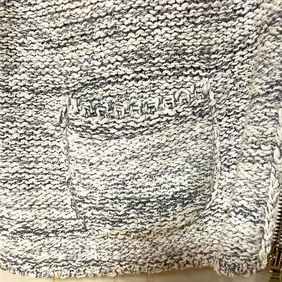 Amina Rubinacci Napoli Italian Gray White Knit Zipper Cardigan Pockets Sz 46 (M) - Picture 6 of 6
